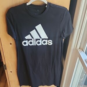 Adidas Women Black T-shirt Dress with White Logo